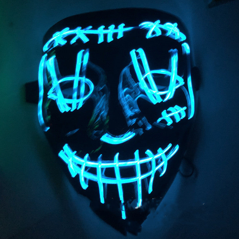 Neon Glow LED mask lit up in Electric Blue