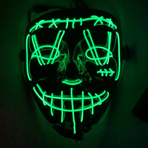 Neon Glow LED mask lit up in Toxic Green